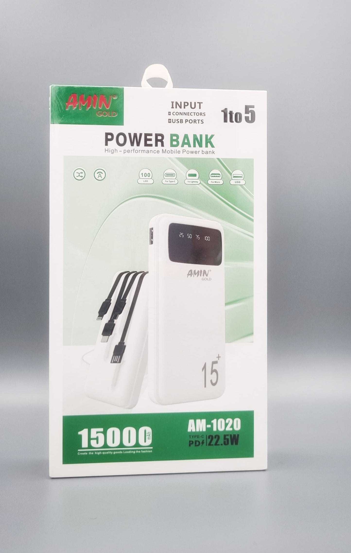 Amin Gold Power Bank 15000 mAh PD 22.5w